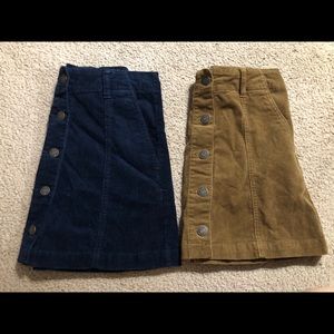 Corduroy button down skirts